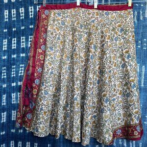 Reversible Indian Silk Wrap Skirt - Boho Floral Midi Skirt